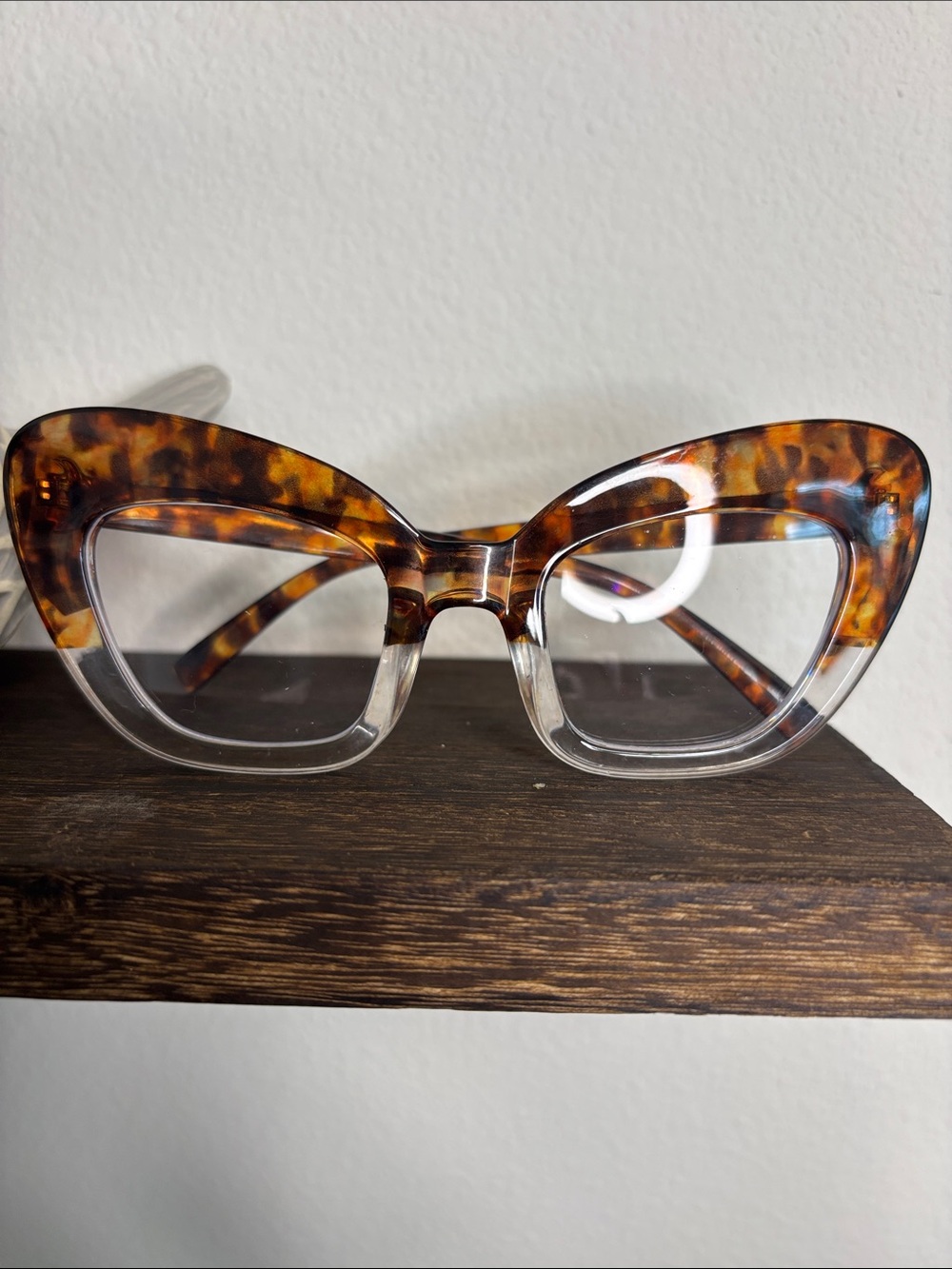 Tortoiseshell Clear-Bottom Cat Eye Glasses